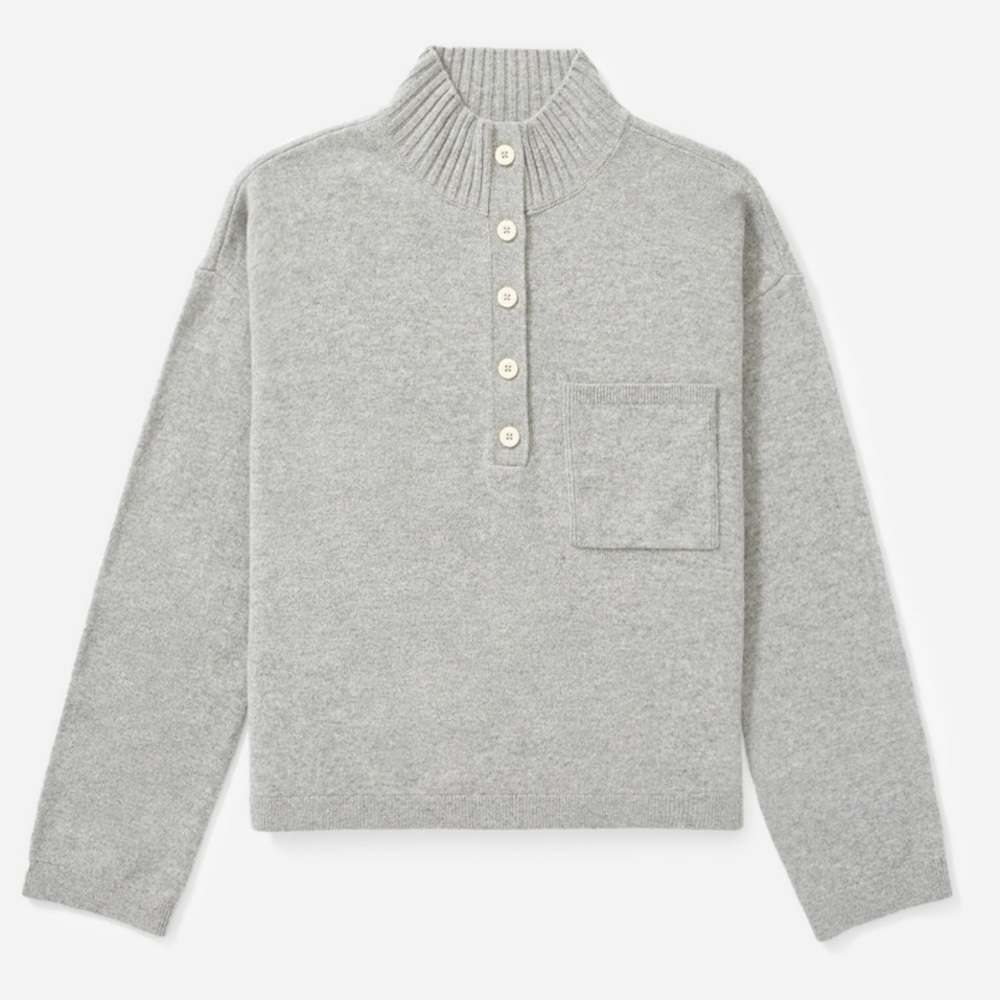 Cashmere & Wool Everlane Gray Button-Up Sweater